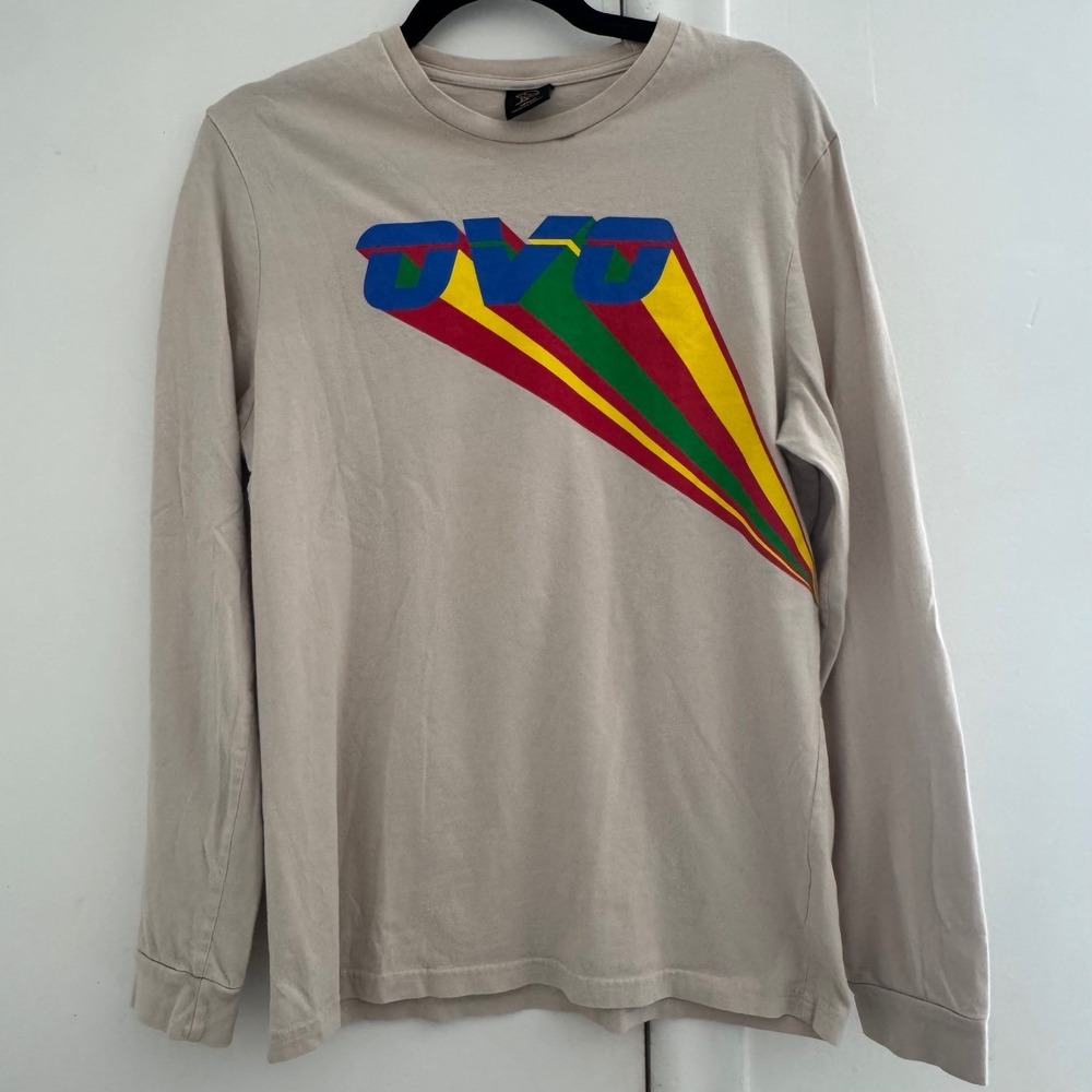 OVO Octobers Very Own Long Sleeve Shirt Mens Medium Beige Retro Graphic Canada